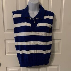 Sewn + Seen Striped Blue and White Sleeveless sweater small